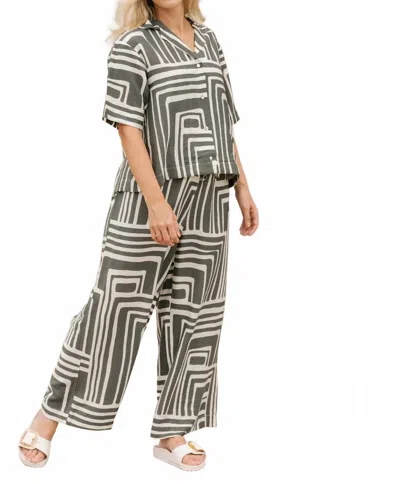 Shannon Passero Riley Wide Leg Pants In Adventure Print In Black