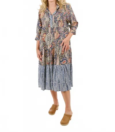 Shannon Passero Summerland Midi Dress In Blue Paisley In Multi