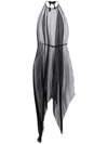 Shanshan Ruan Asymmetric Pleated Midi Dress In 黑色