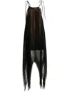 Shanshan Ruan Asymmetric Pleated Midi Dress In Brown