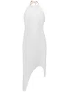 Shanshan Ruan Asymmetric Pleated Midi Dress In Nude