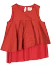 Shanshan Ruan Asymmetric Ruffled Top In Red