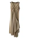 Shanshan Ruan Asymmetric V-neck Jersey Midi Dress In Brown