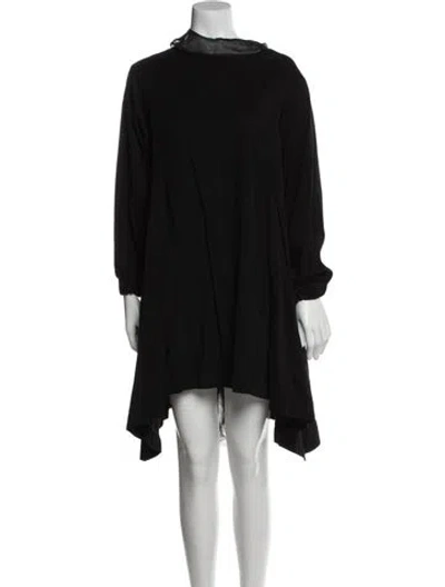 Pre-owned Shanshan Ruan Mock Neck Midi Length Dress In Black