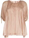 Shanshan Ruan Short-sleeve Pleated Blouse In Brown