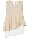 Shanshan Ruan Sleeveless Tiered Pleated Top In Neutrals