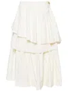 Shanshan Ruan Tulle-overlay Ruffled Skirt In Neutrals