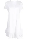 Shanshan Ruan V-neck Ruffled Cotton Dress In White