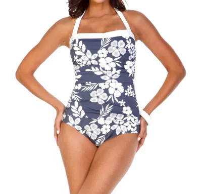 Shape Solver Bandeau Halter One Piece Swimsuit In Sol Second Nature In Blue