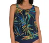 Shape Solver Blouson Tankini Top In Tropical Fiesta In Multi
