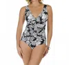Shape Solver Intermingle Shirred One Piece Swimsuit In Sol Black And White In Multi