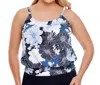 Shape Solver Plus Size Blouson Tankini Top In Chelsea Floral In Multi
