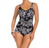 Shape Solver Queens Lace Girl Leg One Piece Swimsuit In Sol Black And White In Black