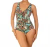 Shape Solver Ruffle Front One Piece Swimsuit In Sol Mayan Riviera In Multi