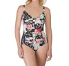 Shape Solver Shirred One Piece Swimsuit In Pattern Sense In Multi