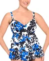 Shape Solver Triple Tier One Piece Swimsuit In Blue Carmen In Multi
