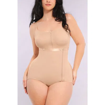 Shapellx Airslim Built-in Tummy Control Cincher Brief Bodysuit In Brown