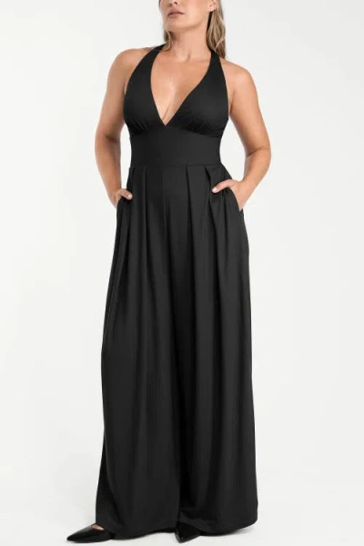 Shapellx Airslim Deep Plunge Built-in Shaping Jumpsuit In Black