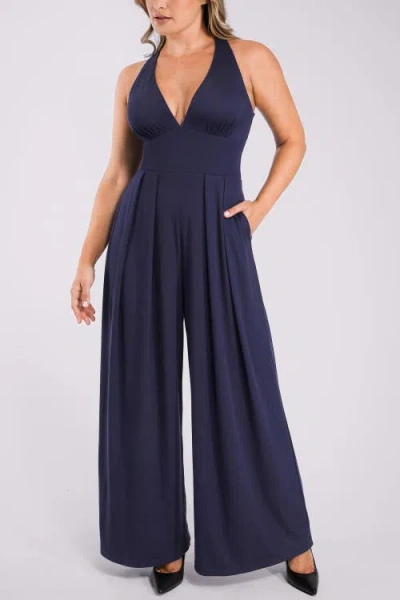 Shapellx Airslim Deep Plunge Built-in Shaping Jumpsuit In Blue