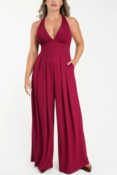 Shapellx Airslim Deep Plunge Built-in Shaping Jumpsuit In Red