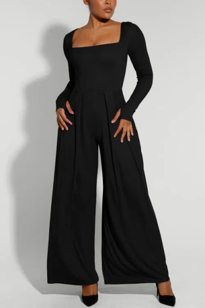 Shapellx Airslim® Square Neckline Built-in Shaping Jumpsuit In Black