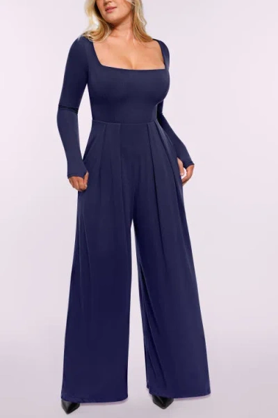 Shapellx Airslim® Square Neckline Built-in Shaping Jumpsuit In Blue