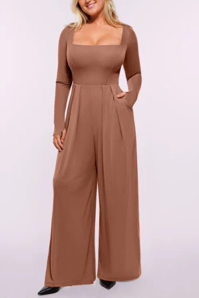 Shapellx Airslim® Square Neckline Built-in Shaping Jumpsuit In Brown