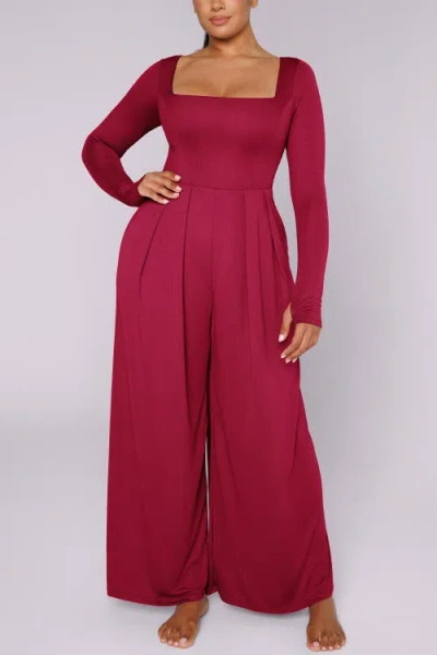 Shapellx Airslim® Square Neckline Built-in Shaping Jumpsuit In Red