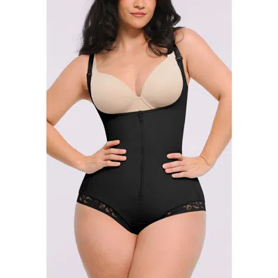 Shapellx Airslim® Zipper Front Open Bust Brief Bodysuit In Black