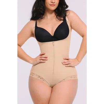 Shapellx Airslim® Zipper Front Open Bust Brief Bodysuit In Neutral
