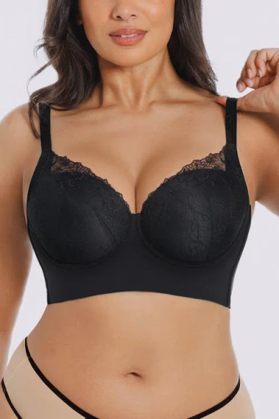 Shapellx Back Smoothing Lace Underwire Bra In Black