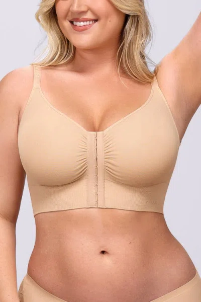 Shapellx Back Smoothing Wireless Front Closure Bra In Gold