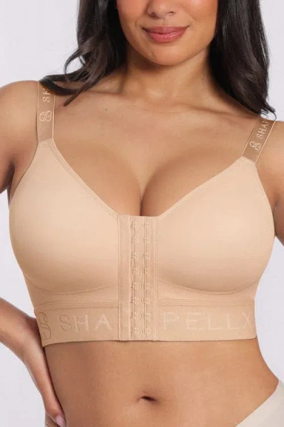 Shapellx Bare Essentials Airslim Unlined Wireless Front-closure Bra In Neutral