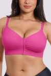 Shapellx Bare Essentials Skin Flow Front-zipper Wireless Bra In Pink