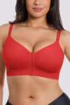 Shapellx Bare Essentials Skin Flow Front-zipper Wireless Bra In Red