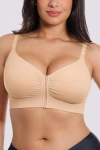 Shapellx Bare Essentials Skin Flow Front-zipper Wireless Bra In Nude