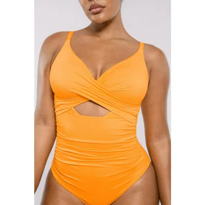 Shapellx Cutout-front Tummy Control One-piece Swimsuit In Yellow