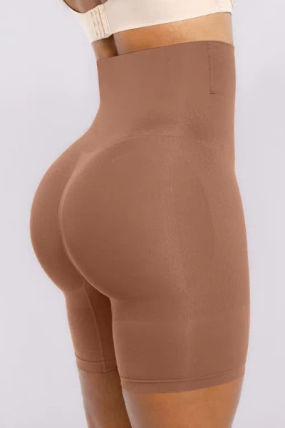 Shapellx Everyday High Waist Shaping Shorts In Brown