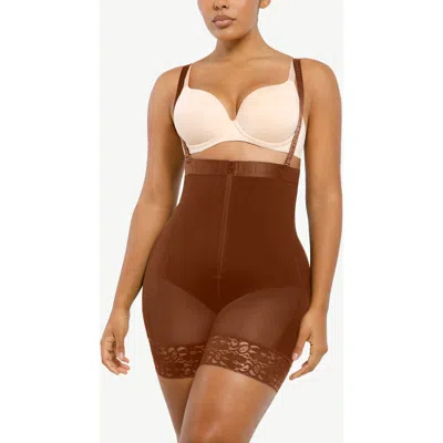 Shapellx High Waist Tummy Control Shaping Short In Brown
