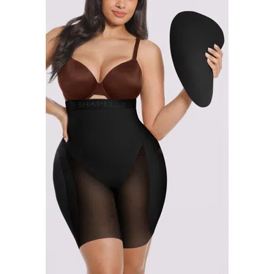Shapellx Hip Enhancer Padded High Waist Body Shaper Shorts In Black