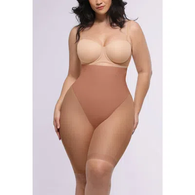 Shapellx Meshsmooth Butt-lifting Above-knee Short In Brown