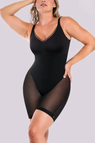 Shapellx Meshsmooth Butt-lifting Bodysuit In Black