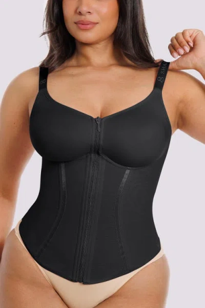 Shapellx Neosweat Airslim Tummy Control Corset Top In Black