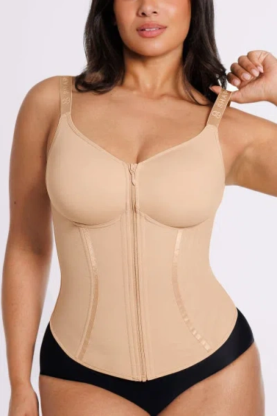 Shapellx Neosweat Airslim Tummy Control Corset Top In Brown