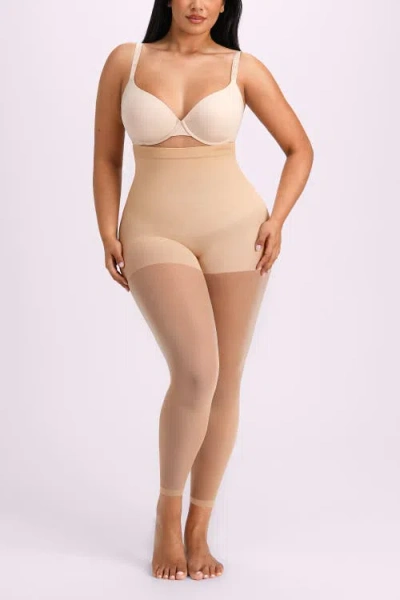 Shapellx Seamless High-waisted Sheer Shaping Tights In Beige