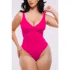 Shapellx Skin Flow Zipper Front Thong Bodysuit In Pink