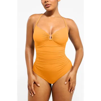 Shapellx Smart Sculpt U-ring Cut Out Shaping Swimsuit In Orange