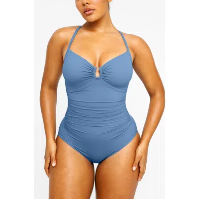 Shapellx Smart Sculpt U-ring Cut Out Shaping Swimsuit In Blue