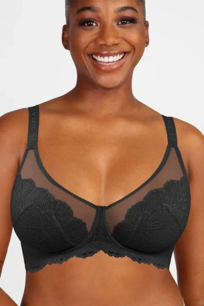 Shapellx Supportive Unlined Lace Underwired Bra In Classic Black