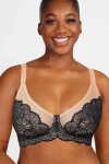 Shapellx Supportive Unlined Lace Underwired Bra In Classic Black+khaki